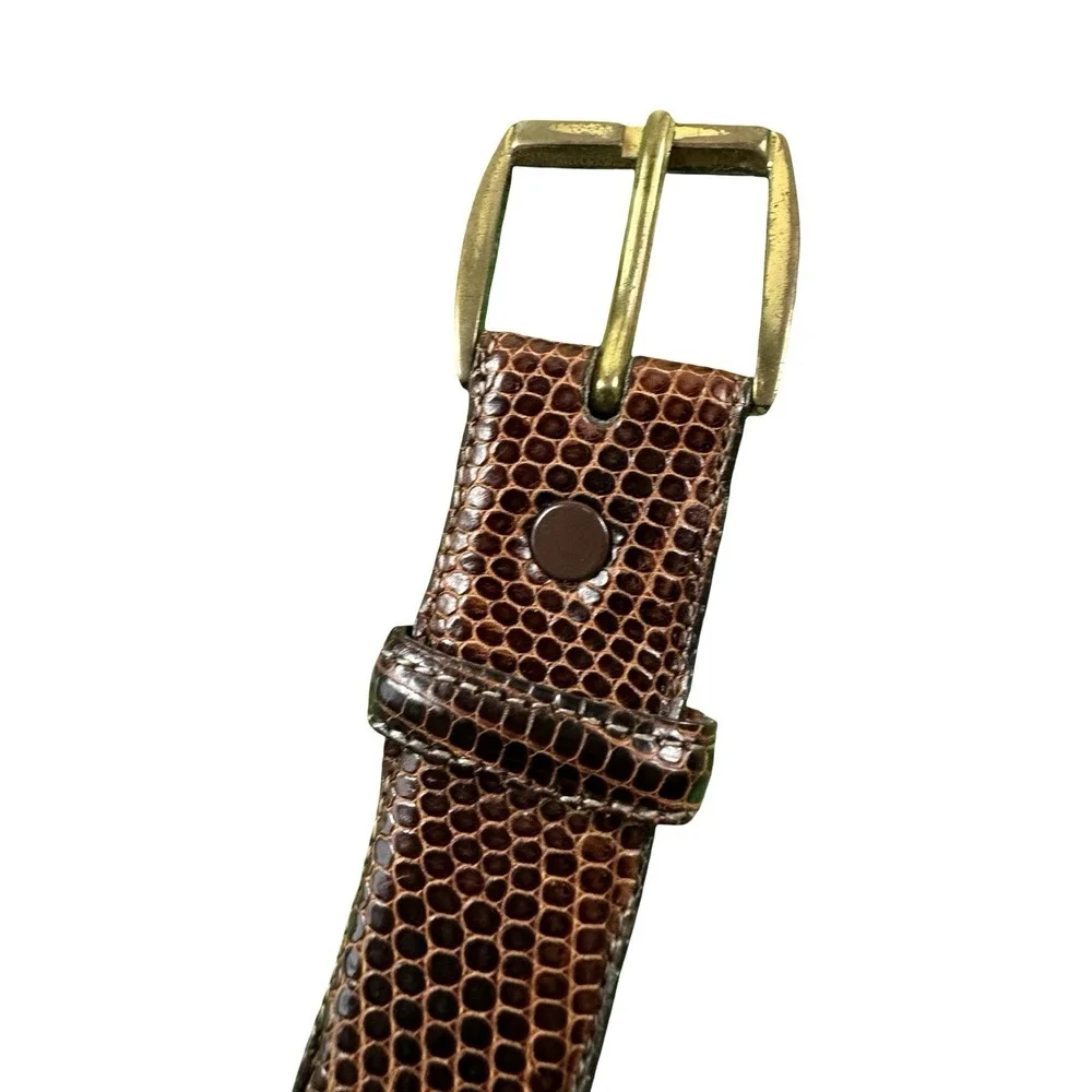 Torino Calcutta Lizard Brown 1.25 Inch Width Mens Size 42 Brass Buckle